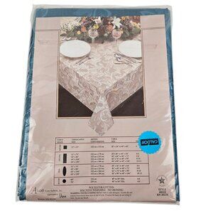 Avon Home Tablecloth Damask Scroll 60 x 104 Oblong Blue 8010 NIP Vintage